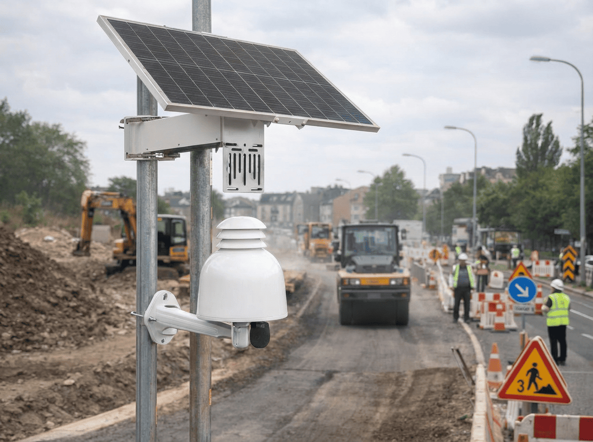 Aernode installed near a construction site road
